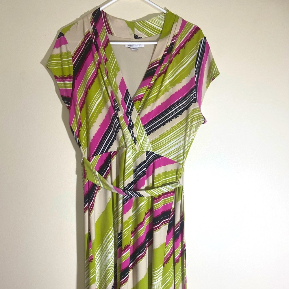 Green and Purple Midi Dress w/ Belt